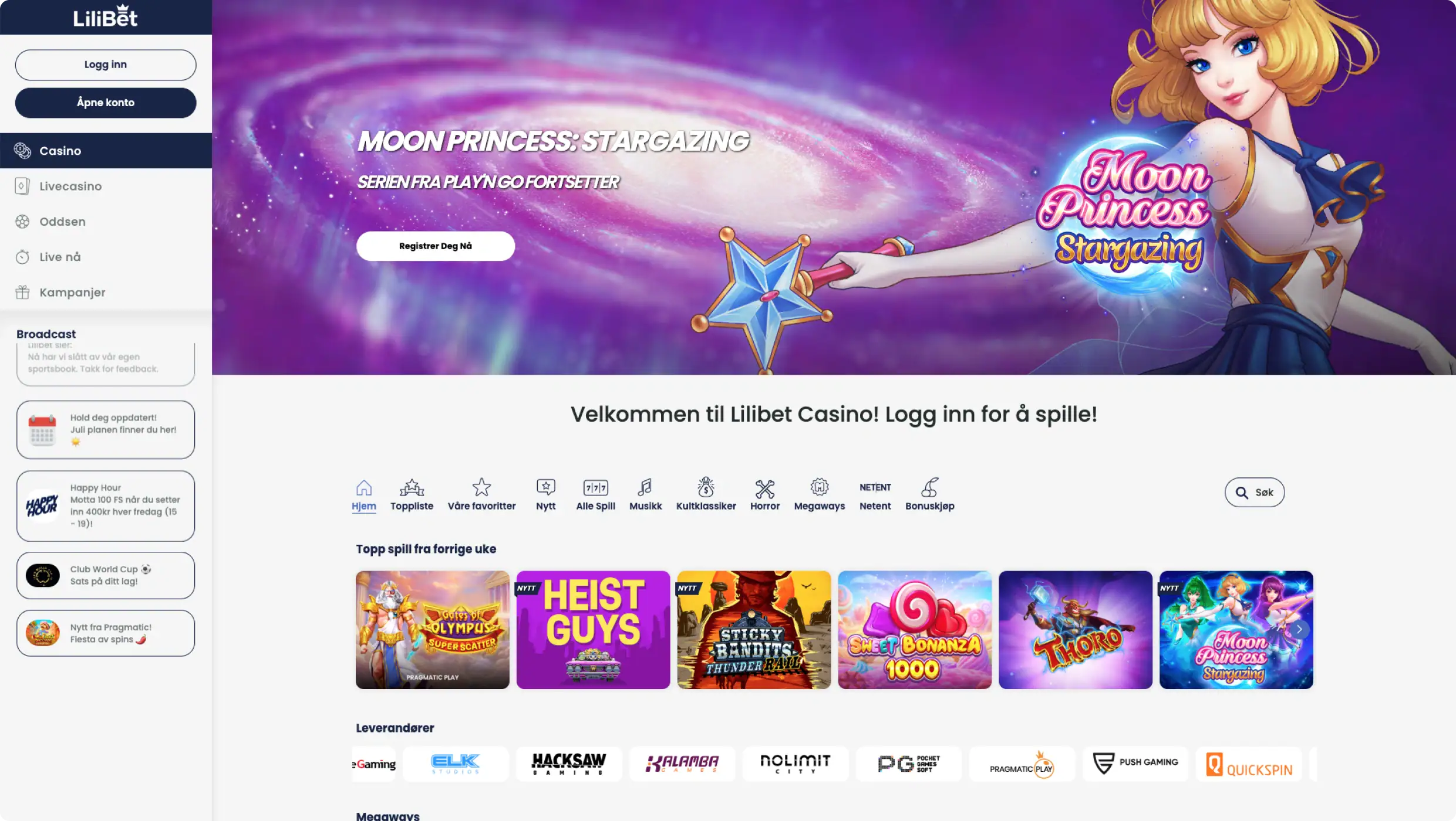 Skjermbilde av Lilibet Casino bonusseksjon som viser bonuskodeinntastingsfelt og bonusvilkår