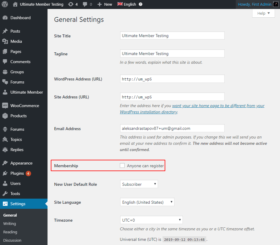 WP Settings Anyone can register