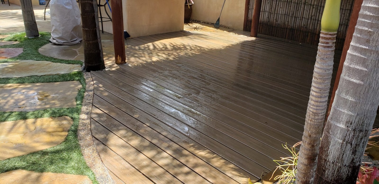 composite deck in backyard