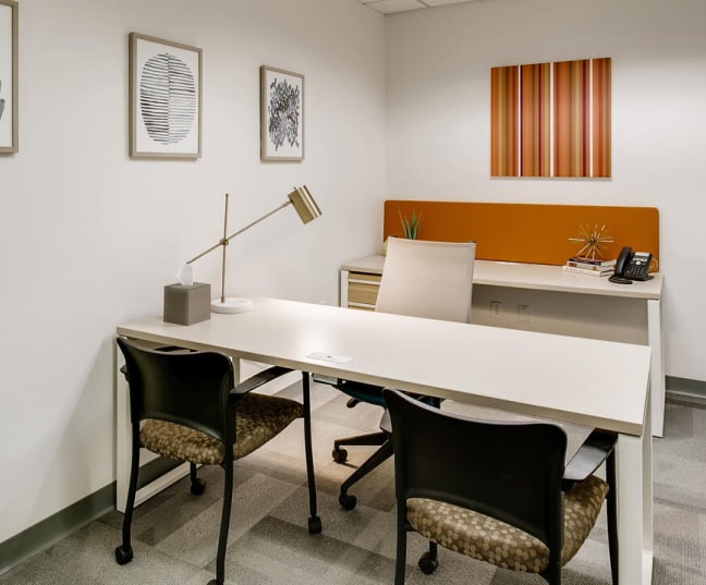 Executive office space setup at Office Evolution Franchising, featuring modern furniture and optimal workspace for entrepreneurs and business professionals.
