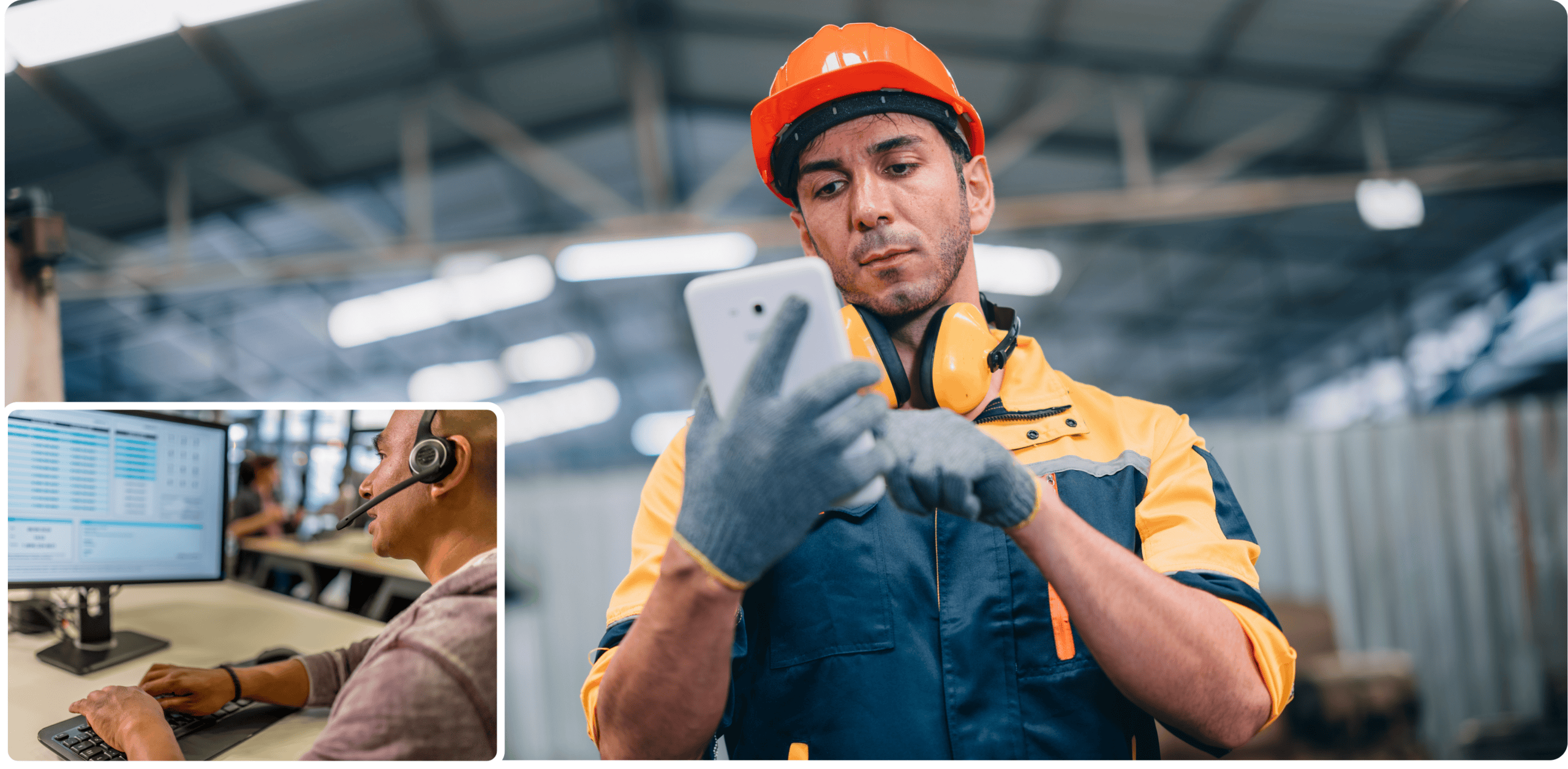 Técnico usando OfficeTrack en campo