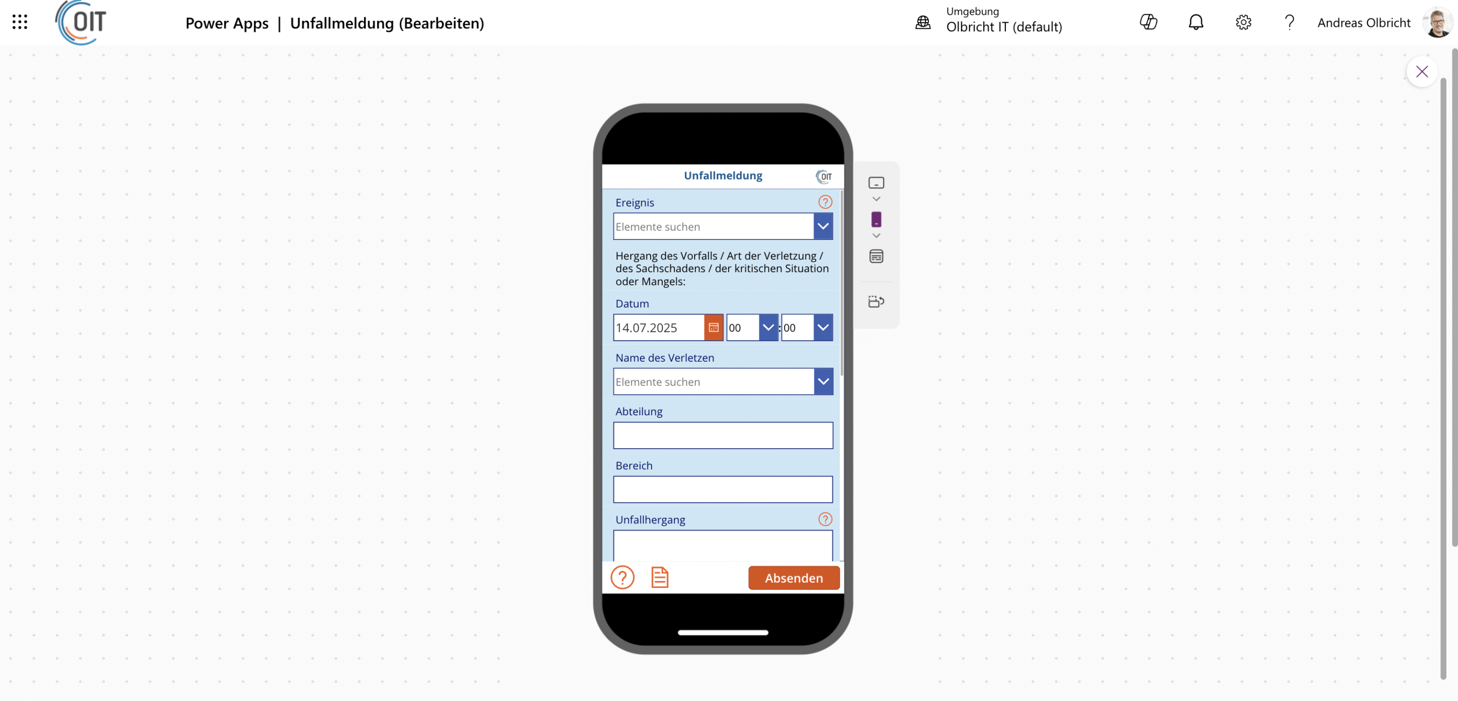 Start screen of the app with previous messages