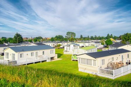 Static caravan houses in England.