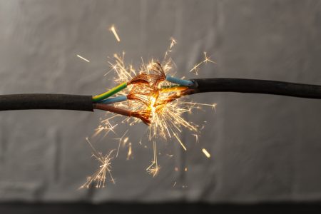 broken wire sparking dangerously