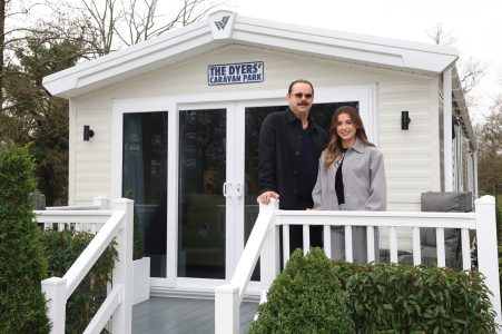 LONDON, ENGLAND - FEBRUARY 10: Danny and Dani Dyer attend the The Dyer's Caravan Park Press Junket at Hyde Park on February 10, 2026 in London, England. (Photo by Lia Toby/Getty Images for Sky)