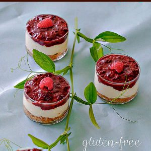 Gluten-Free Cheesecake Cups with Chocolate Raspberry Topping