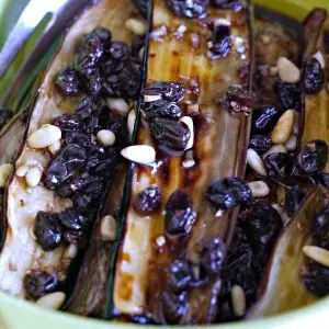 Marinated Japanese Eggplant With Raisins And Pine Nuts