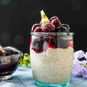 Cinnamon Chia Pudding with Cherry Compote