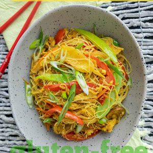 Leftover Turkey Singapore Style Noodles (Gluten-Free)