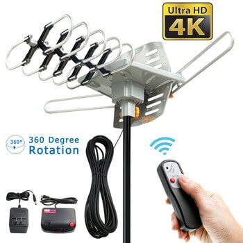 2. Vansky Outdoor 150 Mile Motorized 360 Degree Rotation OTA Amplified HD TV Antenna.