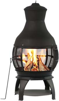 1. BALI OUTDOORS Outdoor Fireplace Wooden Fire Pit, Chimenea, Black