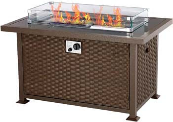 8. U-MAX 44in Outdoor Propane Gas Brown PE Rattan Fire Pit Table