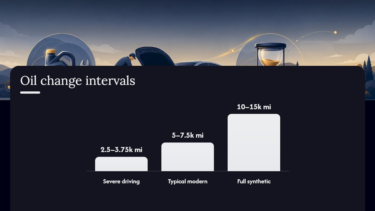 Diagram comparing oil change intervals and conditions