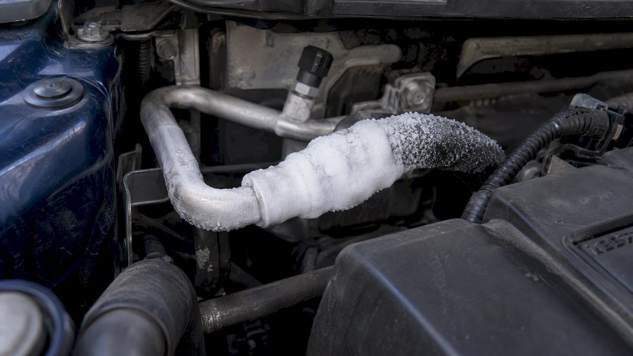 Frost forming on an automotive AC suction line