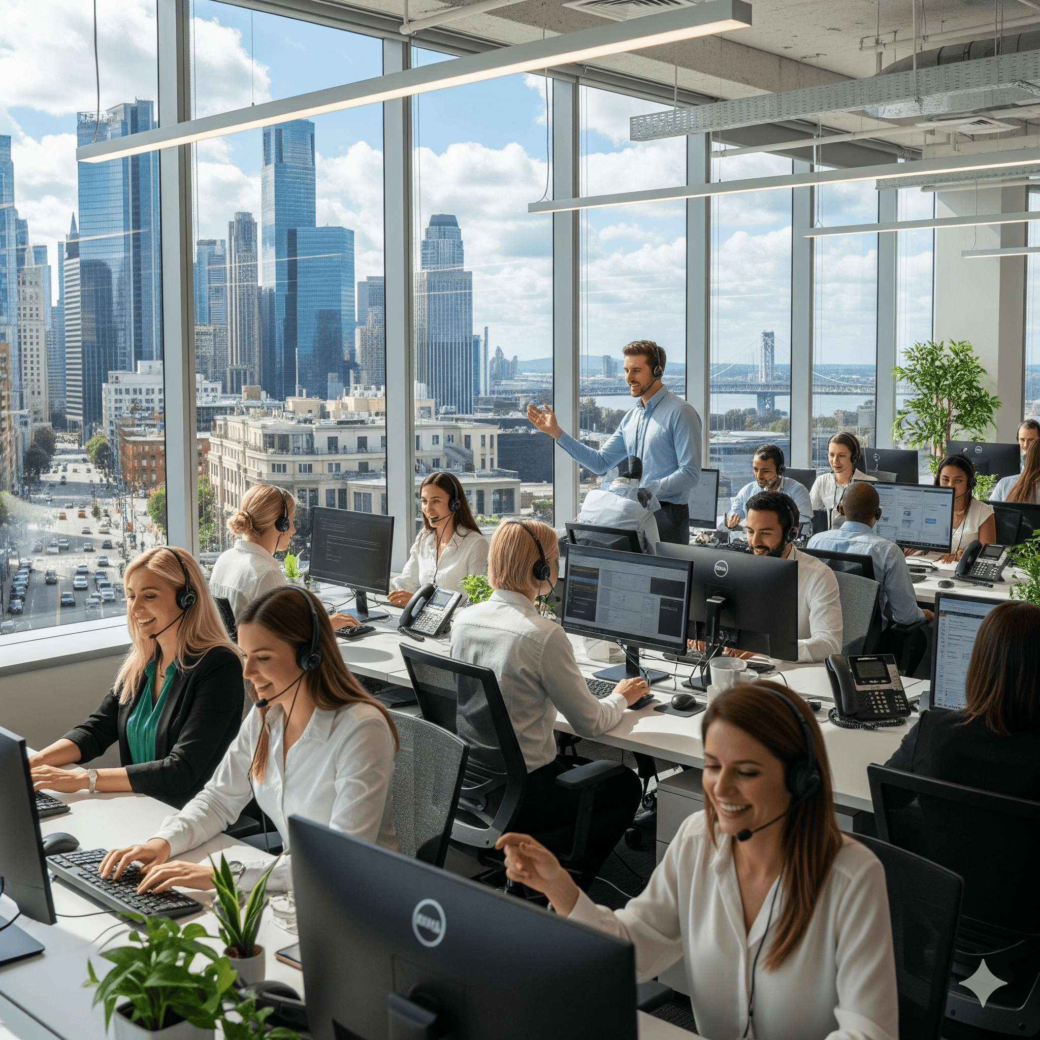 Illustration of appointment setting services in 2025, showing cold calling, email, and LinkedIn outreach funneling into booked B2B meetings.