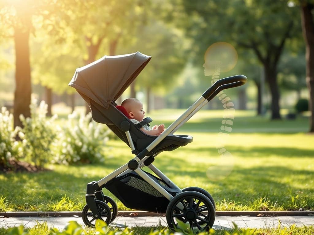 A baby in a push chair