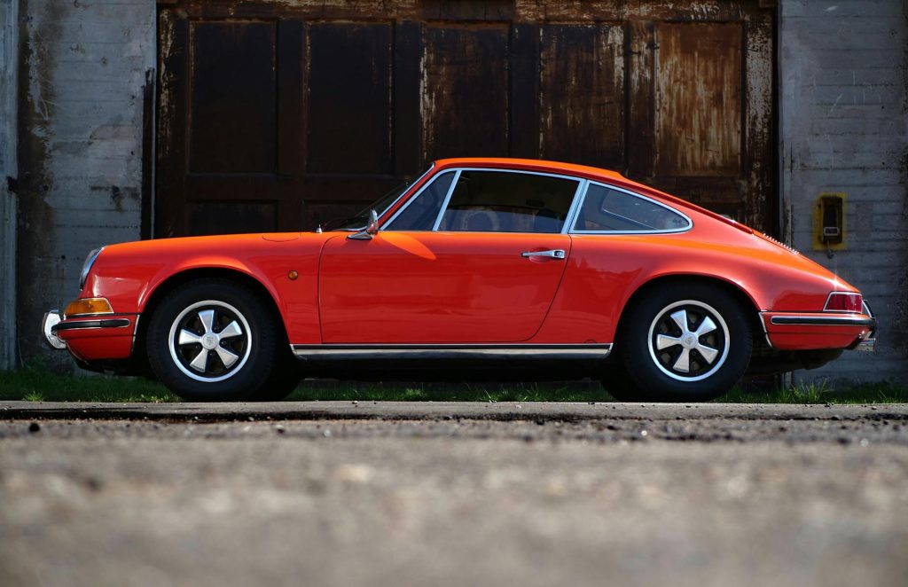 A red classic sports car