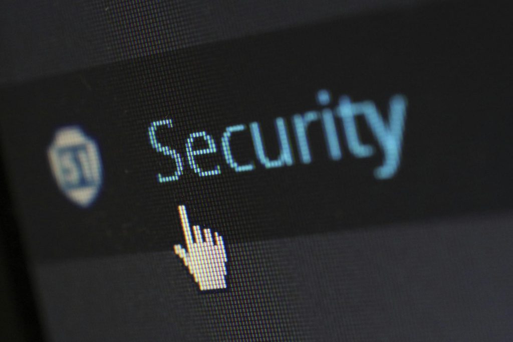 The word "Security" on a computer monitor