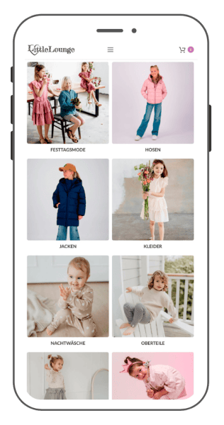 LittleLounge Online-Shop des Panda Kinderladen auf dem Smartphone