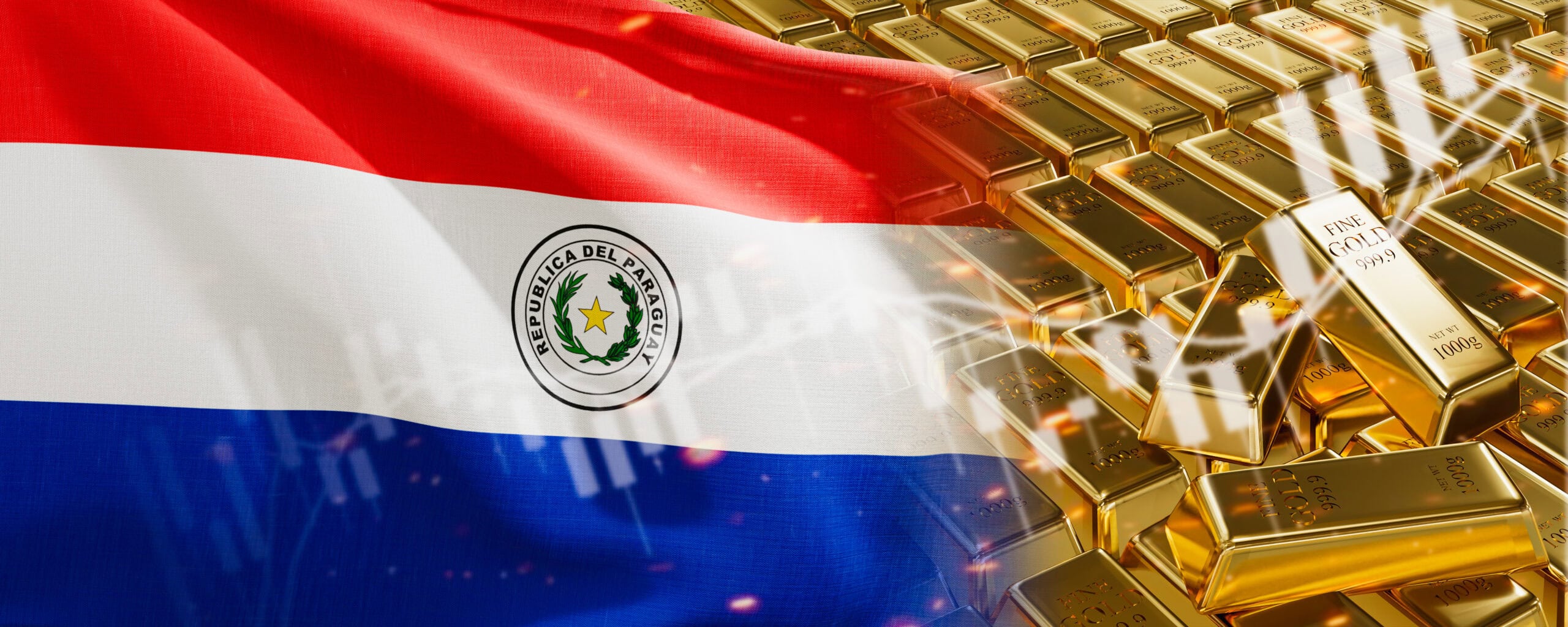 gold bars with paraguay flag. chart simply precious metals stock
