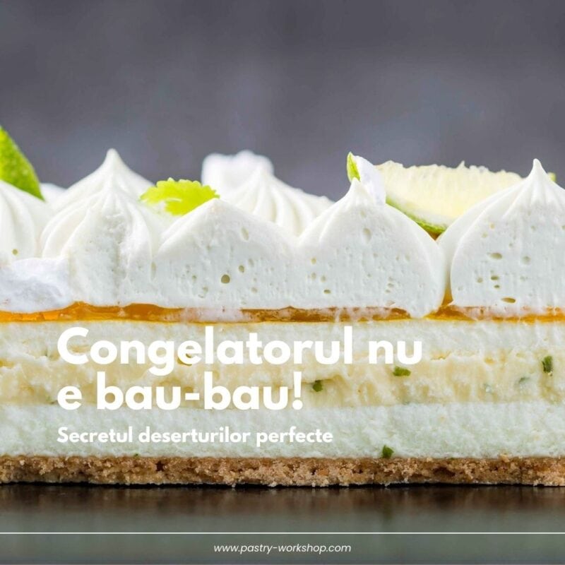 Tort cu cremă și decor lime.