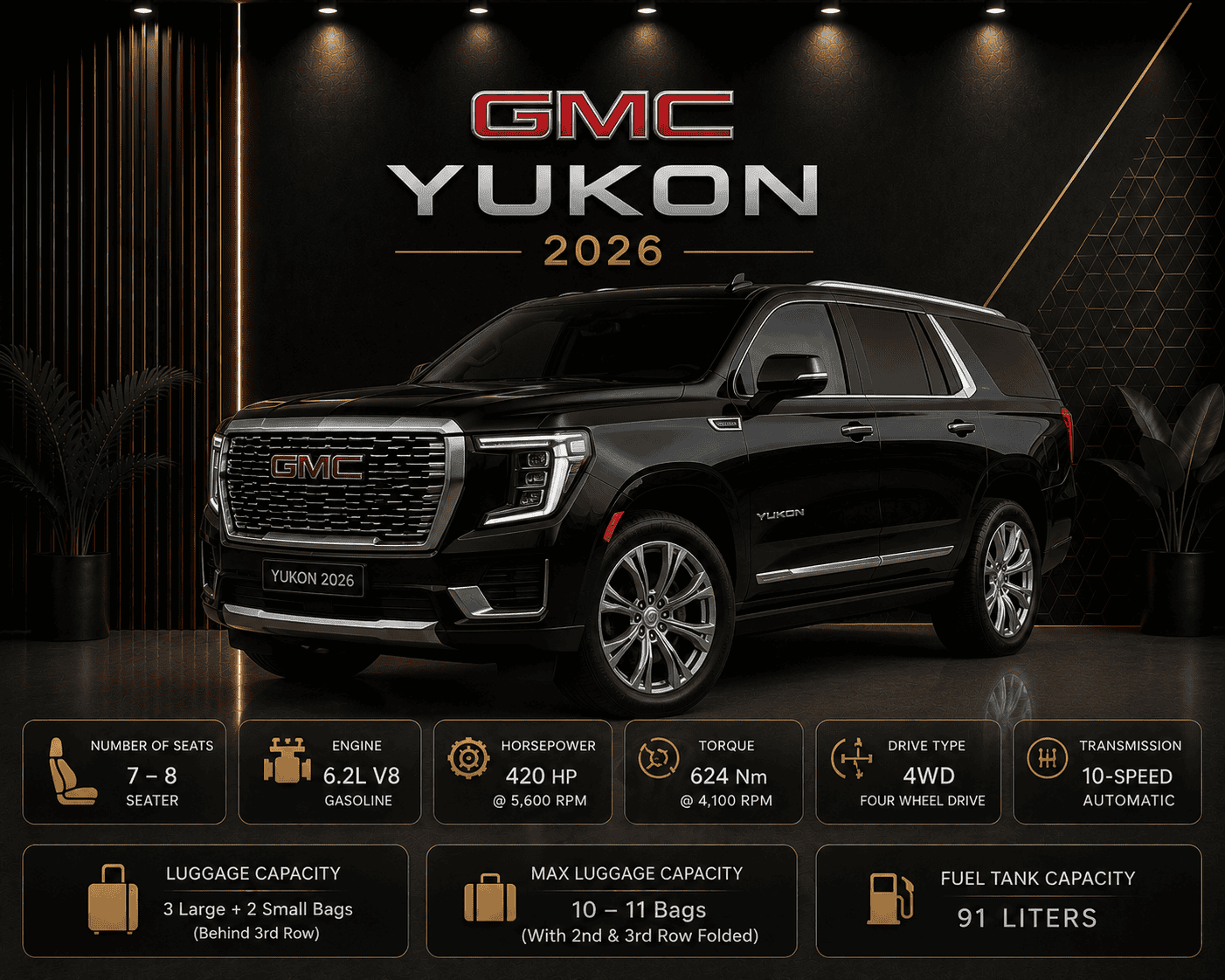 GMC Yukon or similar full size suv rental Dubai