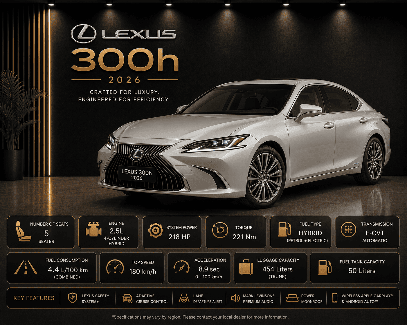 Lexus ES 300H luxury hybrid sedan rental Dubai