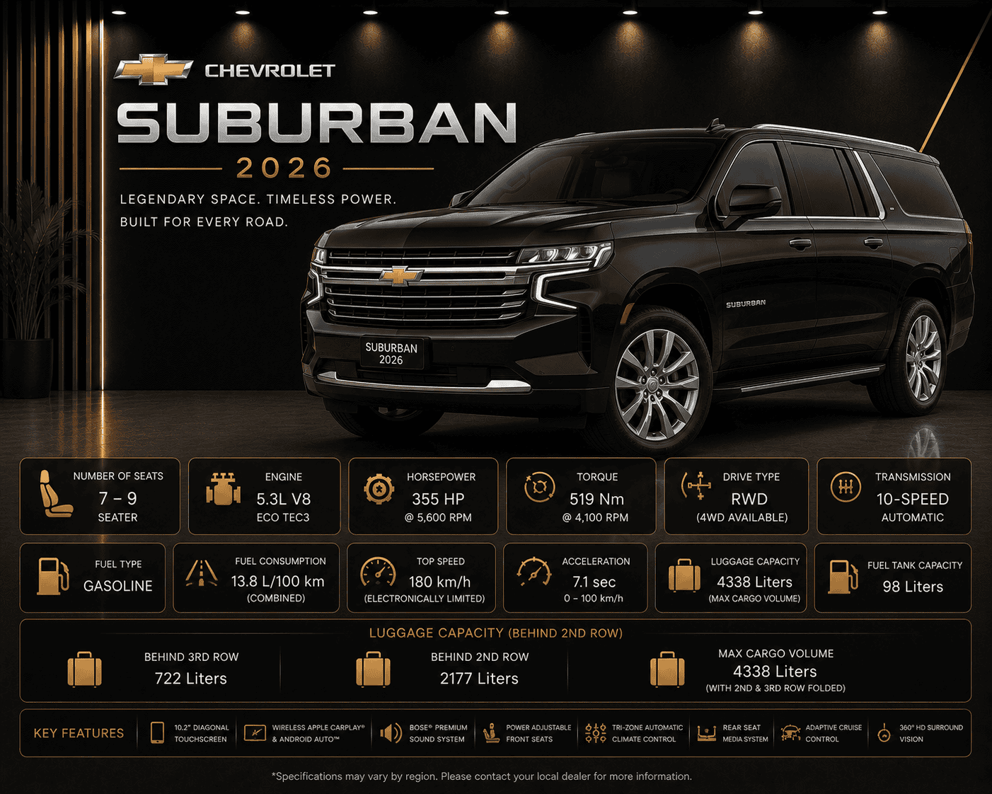 Chevrolet Suburban or similar full size suv rental Dubai