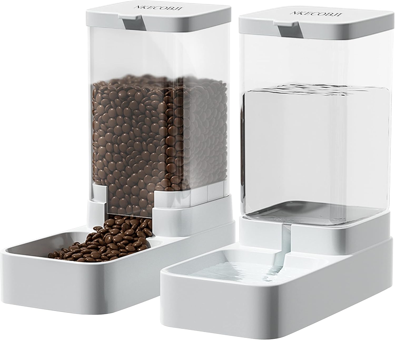NKECOBJI Gravity Pet Feeder and Water Dispenser Set - 3.8L for Dogs and Cats
