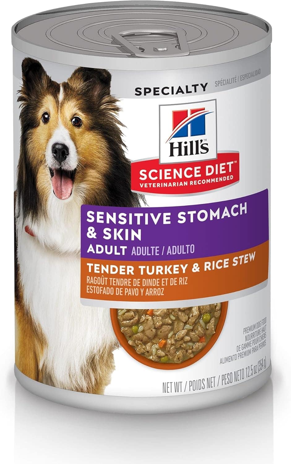 Hill's Science Diet Wet Dog Food Sensitive Stomach Turkey & Rice Stew 12-Pack