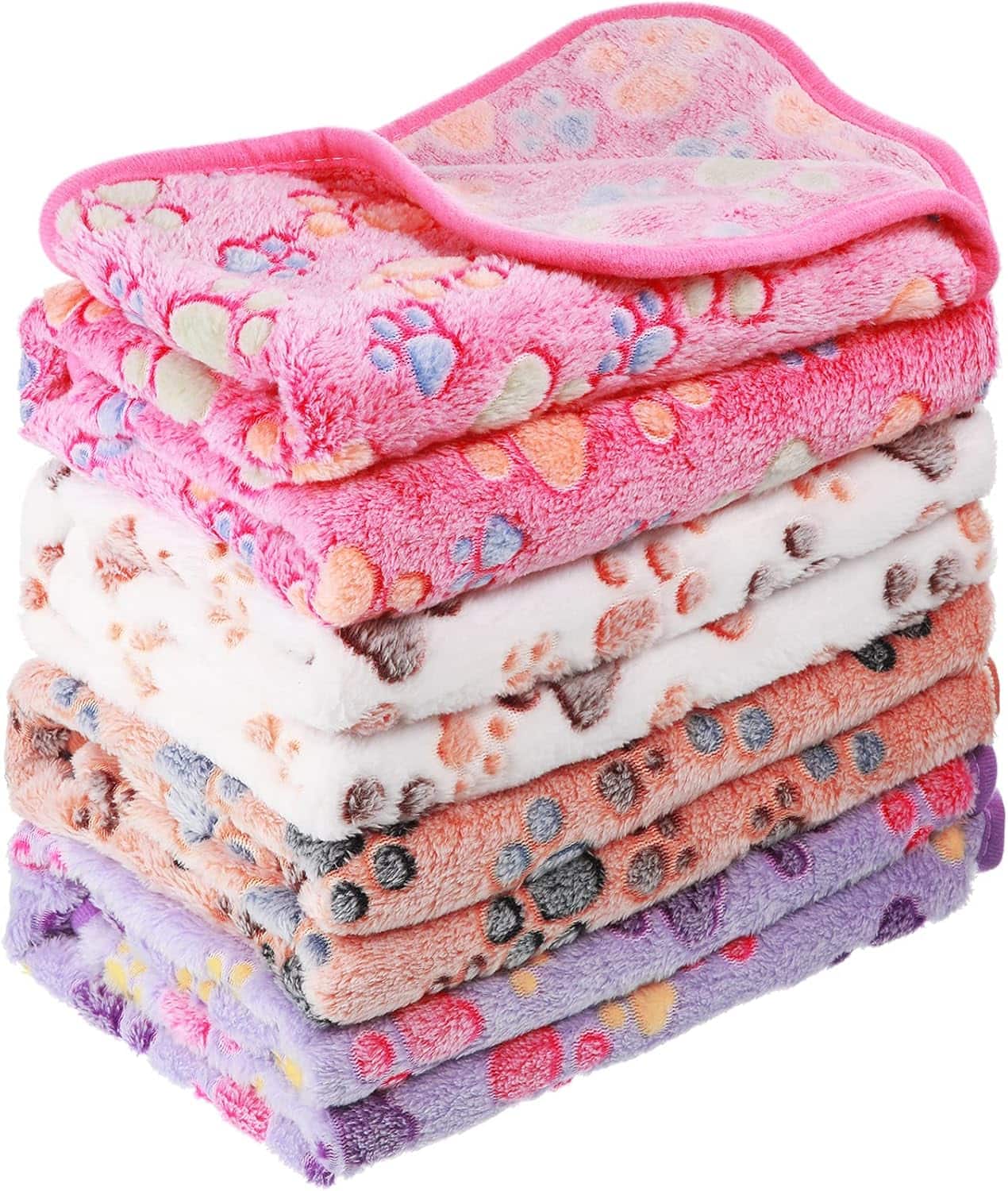 Tatuo 4 Pcs Dog Blankets – Soft Fleece Paw Print Teething Mats for Small Pets