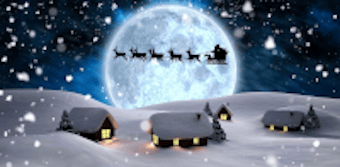 Christmas Santa & Reindeer flying in night sky 340 x 167