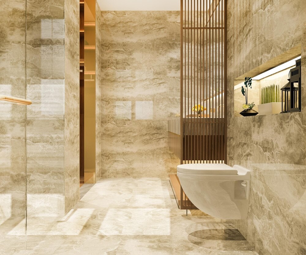 Carrelage travertin salle de bain