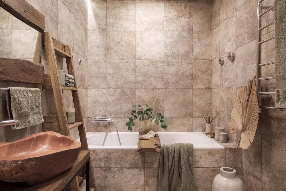 Carrelage travertin salle de bain
