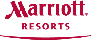 a logo with red text