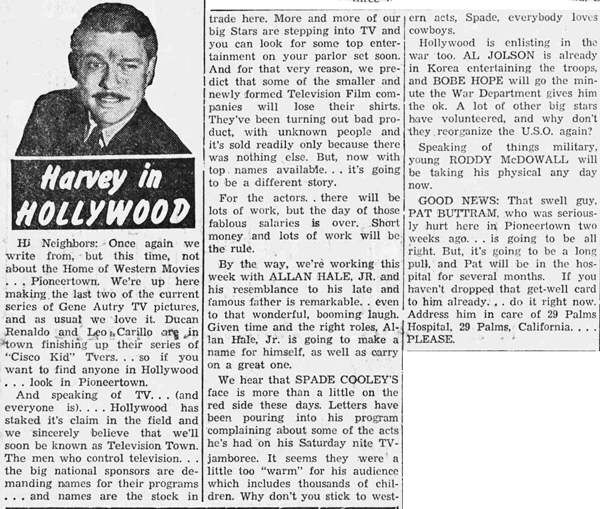Harvey in Hollywood Sept. 28 1950
