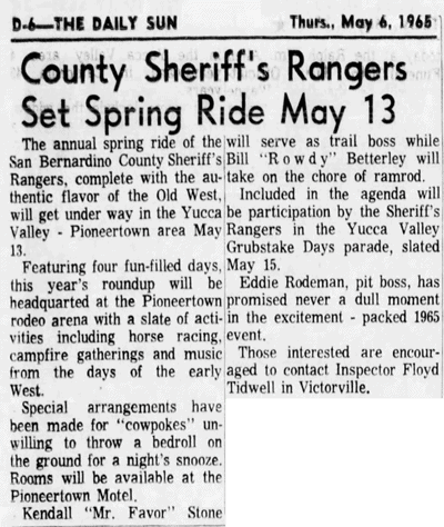 May 6 1965 - The San Bernardino County Sun article clipping