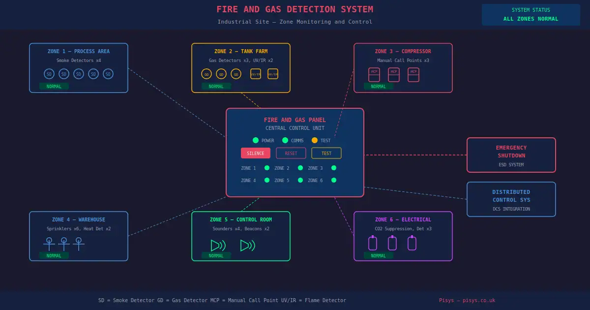 Fire and gas detection system panel