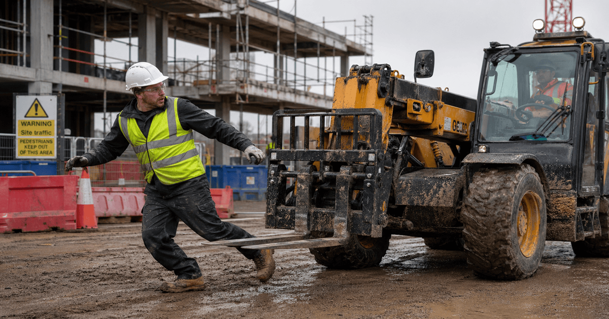 Man avoiding being struck by forklift