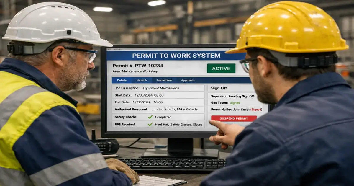 Workers operating a permit to work system