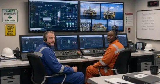 Instructors in a simulator control room