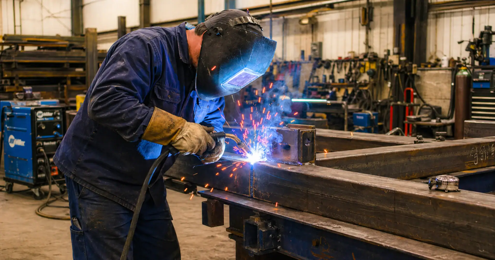 Welder operating under a hot work permit