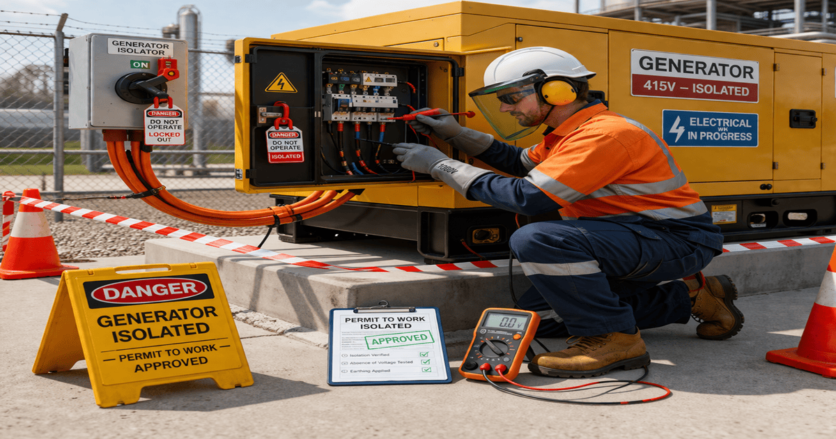 Electrical technician performing safety checks