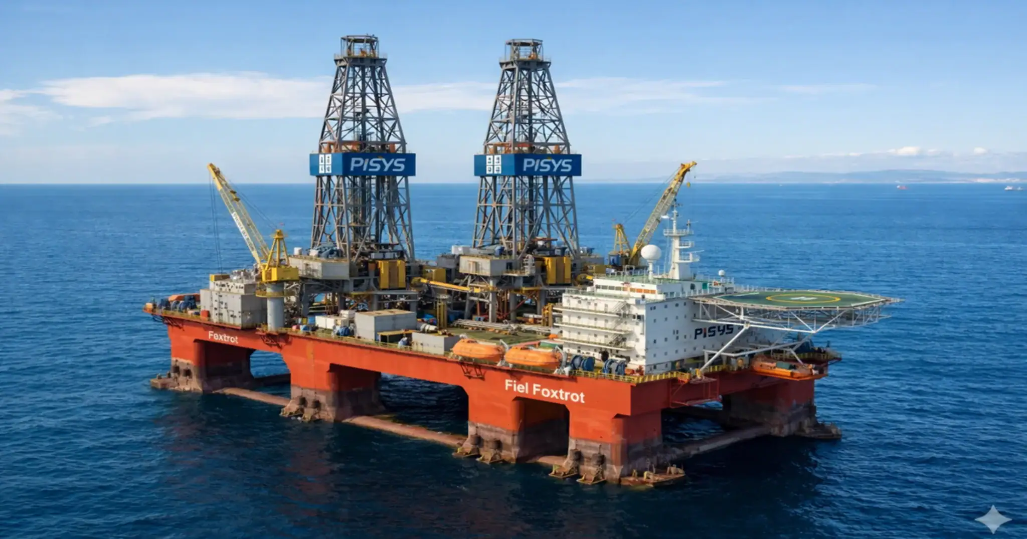 Double Derrick semi-submersible drilling vessel