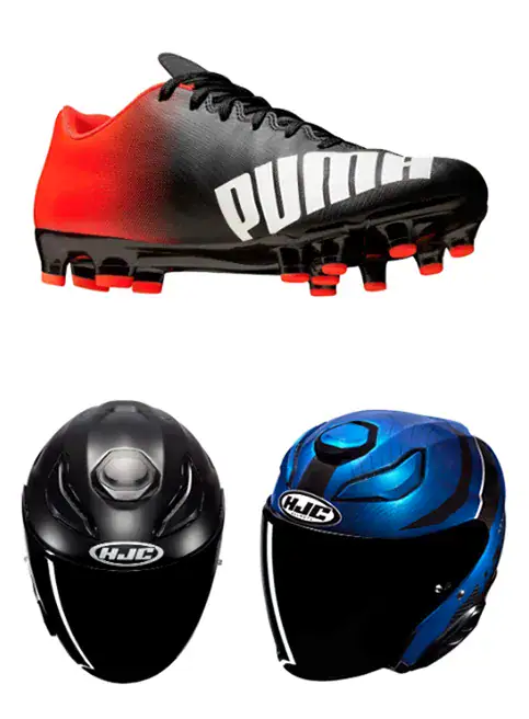 Puma chaussures foot et casque moto HJC