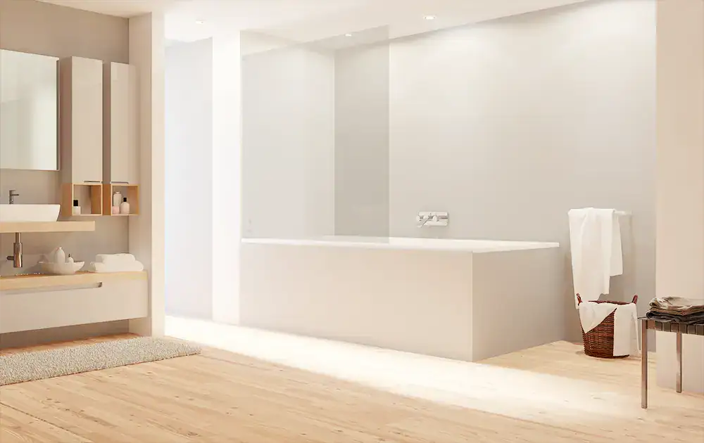 salle de bain baignoire sol epicea