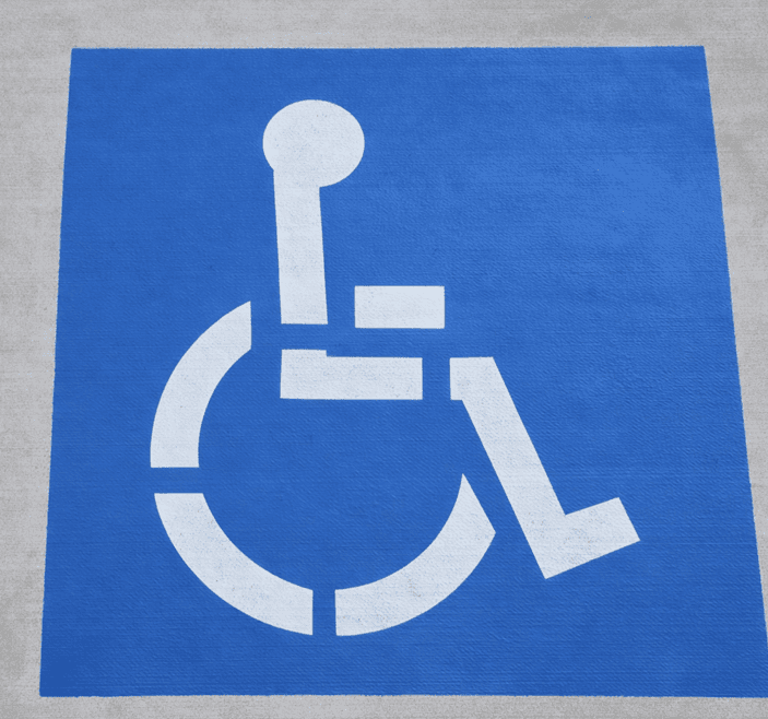 ADA compliant handicap parking stall marking with ISA symbol