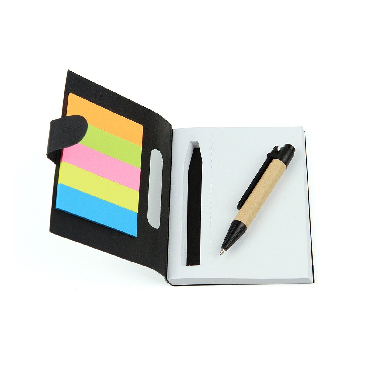 Libreta y Post IT con pluma negra