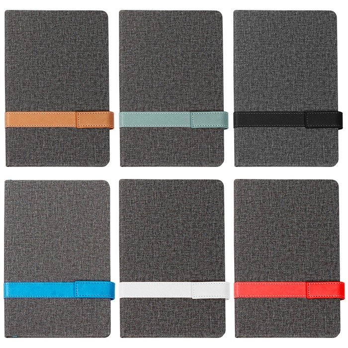 Agendas grises con broche de colores