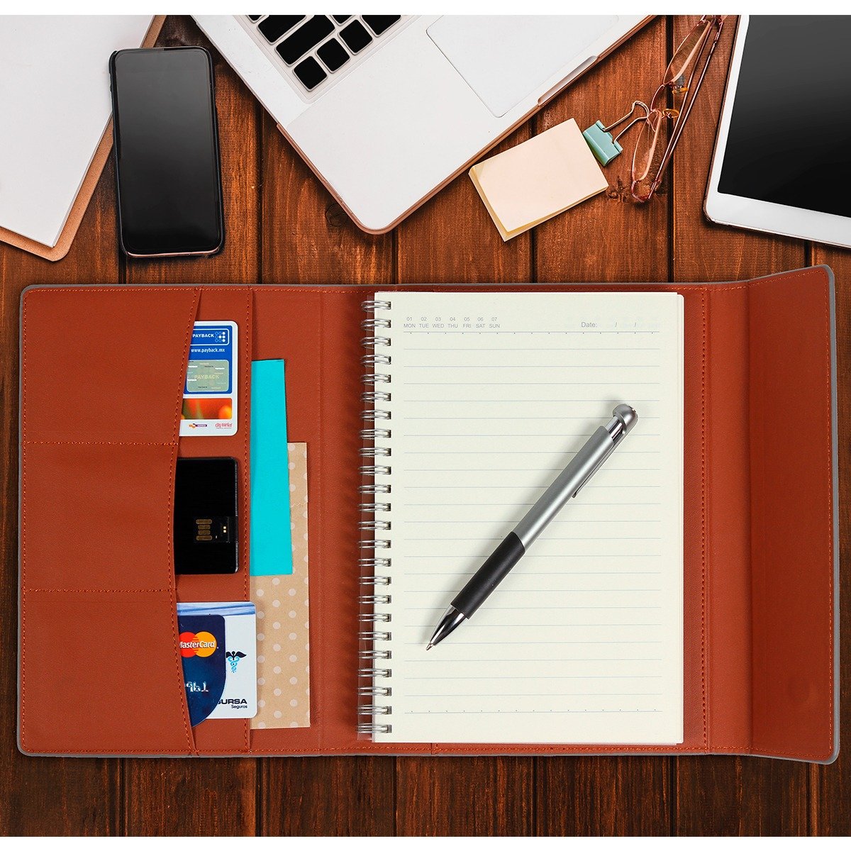 Bloc de notas con tarjetero